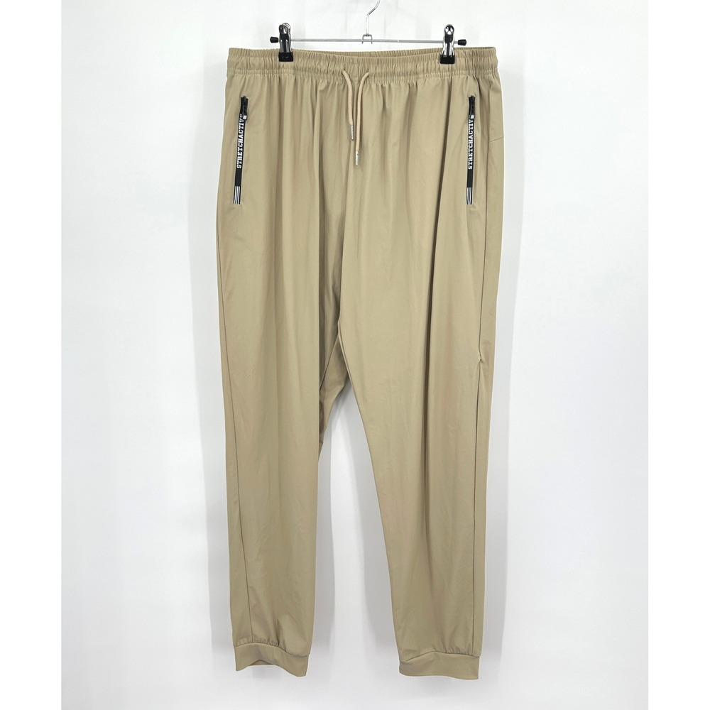 Athletic Jogger Pants Zipper Pockets‎ 2XL Tan Gorpcore Sporty Athleisure